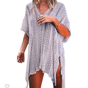 Women's Boho Crochet V-neck Cover-up Dress Swimsuit Cover